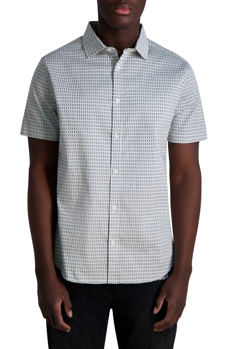KARL LAGERFELD PARIS 'K' Print Short Sleeve Shirt, Main, color, 
