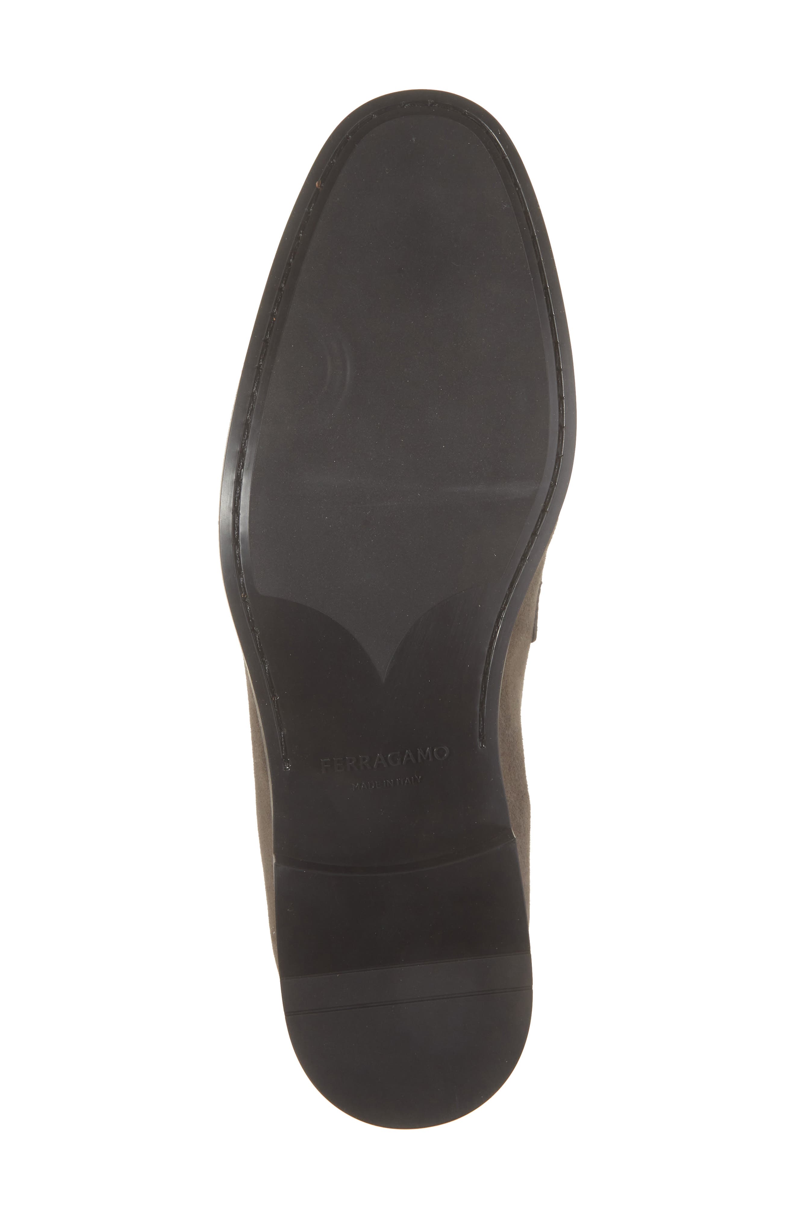FERRAGAMO Tiberio Suede Penny Loafer, Alternate, color, Elefante Nutmeg