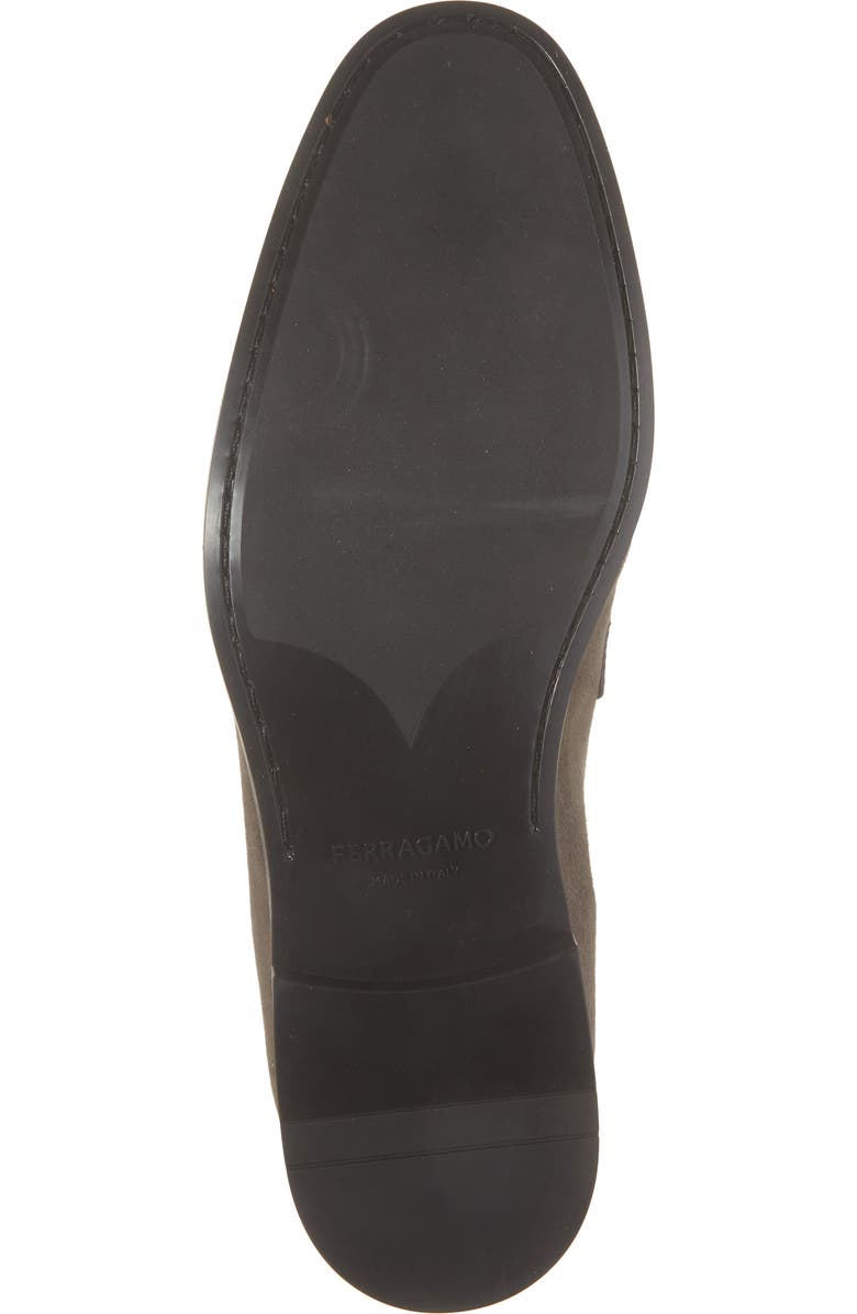 FERRAGAMO Tiberio Suede Penny Loafer, Alternate, color, Elefante Nutmeg