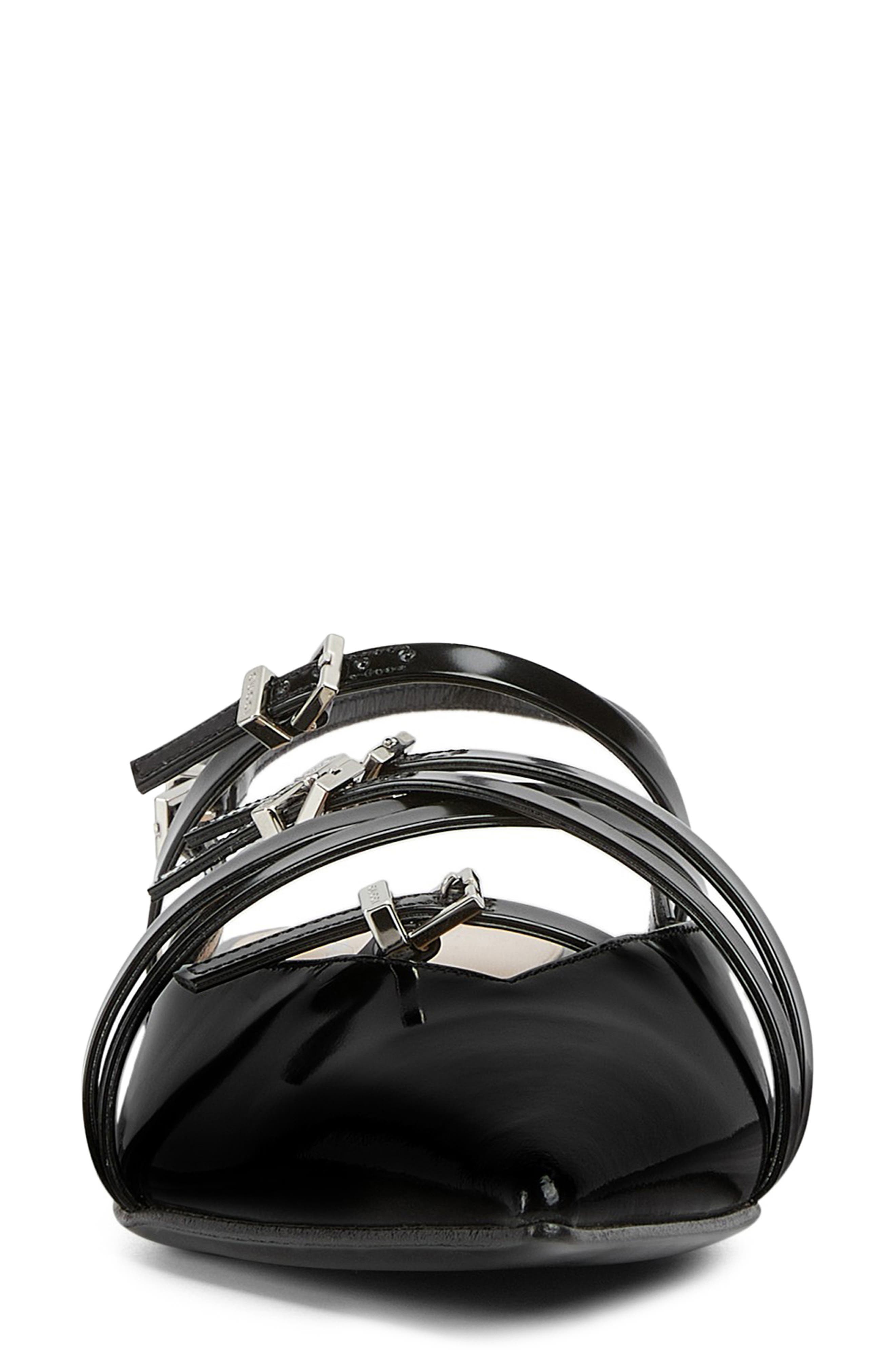Seraphine Buckle Detail Pointed Toe Slingback Flat, Alternate, color, NERO