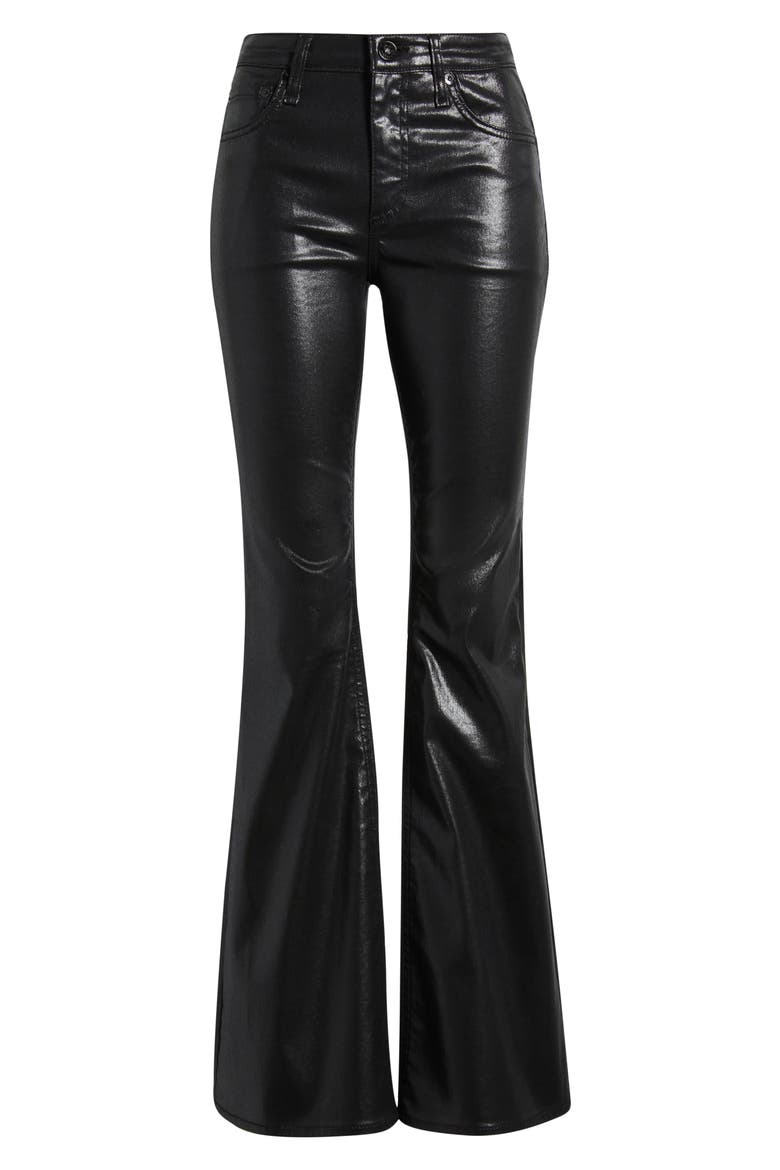 Flexi Dahlia Coated Mid Rise Flare Jeans, Alternate, color, BLACK COATED