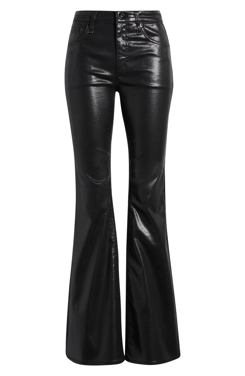 rag & bone Flexi Dahlia Coated Mid Rise Flare Jeans, Alternate, color, Black Coated