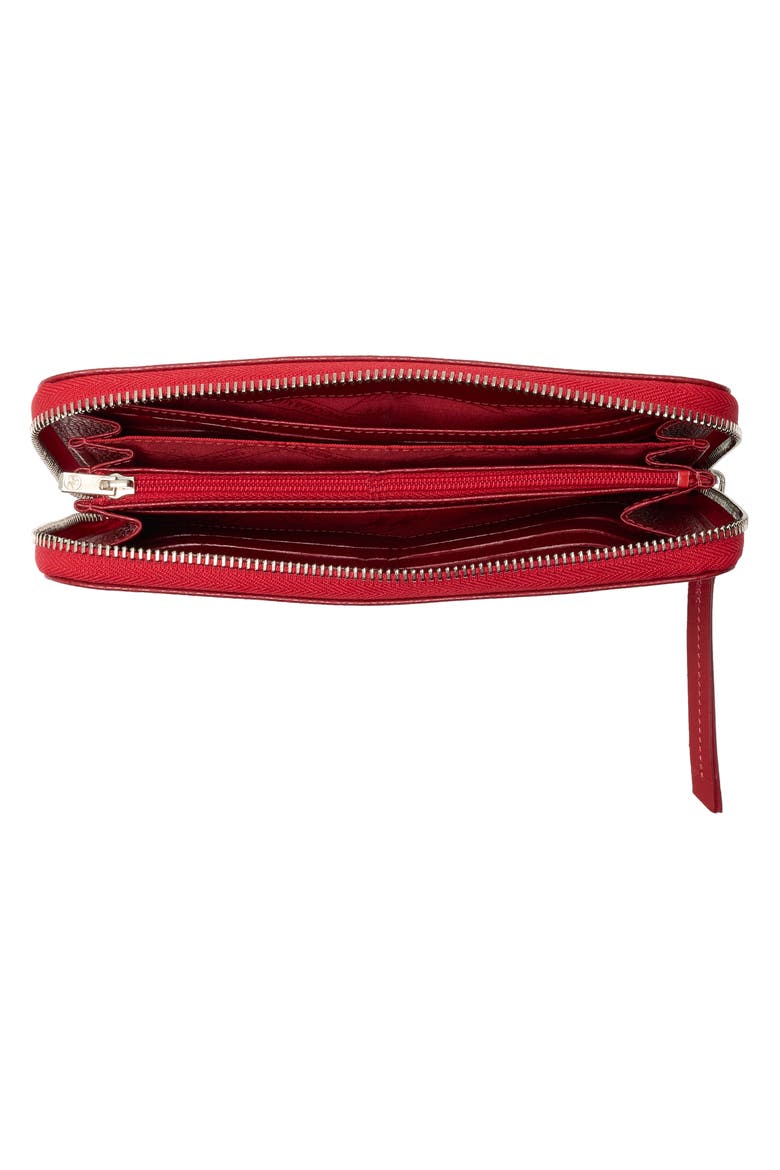 Leather Zip Wallet, Alternate, color, VERMILION