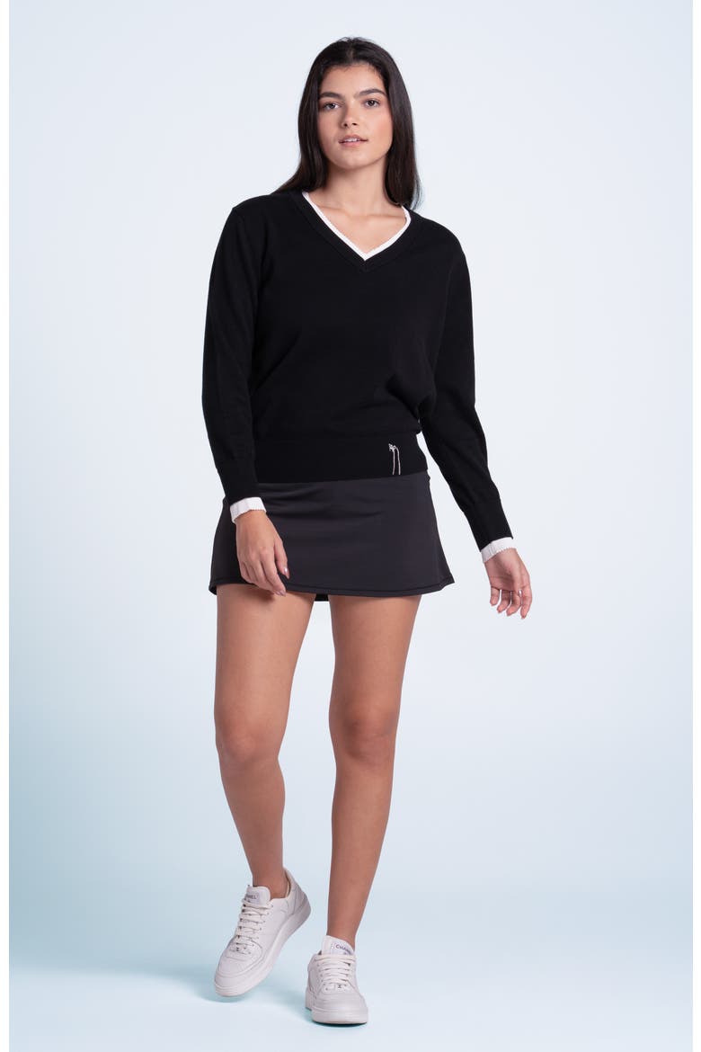 Double V-Neck Sweater, Alternate, color, Black