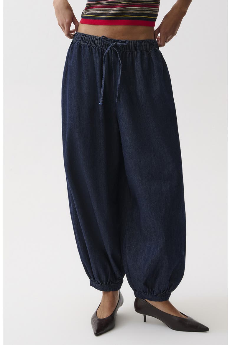 Freya Drawstring Waist Balloon Jeans, Main, color, CELESTE