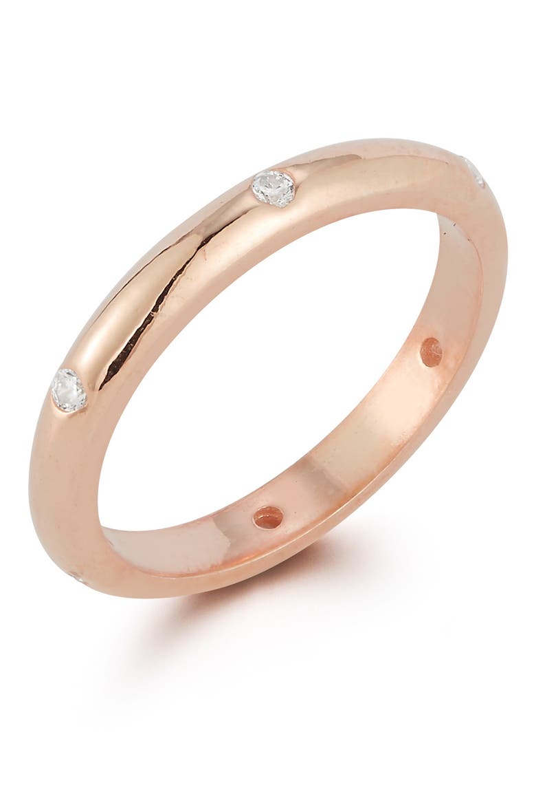 Sterling Silver CZ Band Ring, Alternate, color, ROSE GOLD