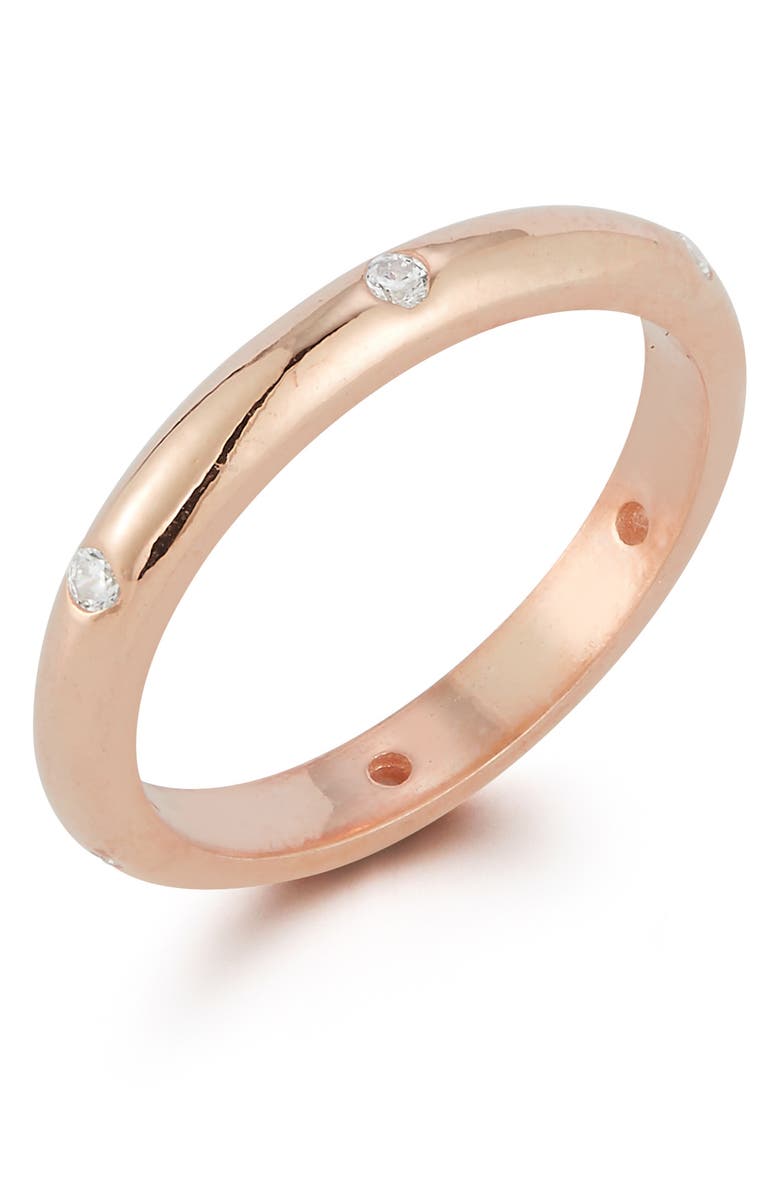 GLAZE JEWELRY Sterling Silver CZ Band Ring, Alternate, color, Rose Gold