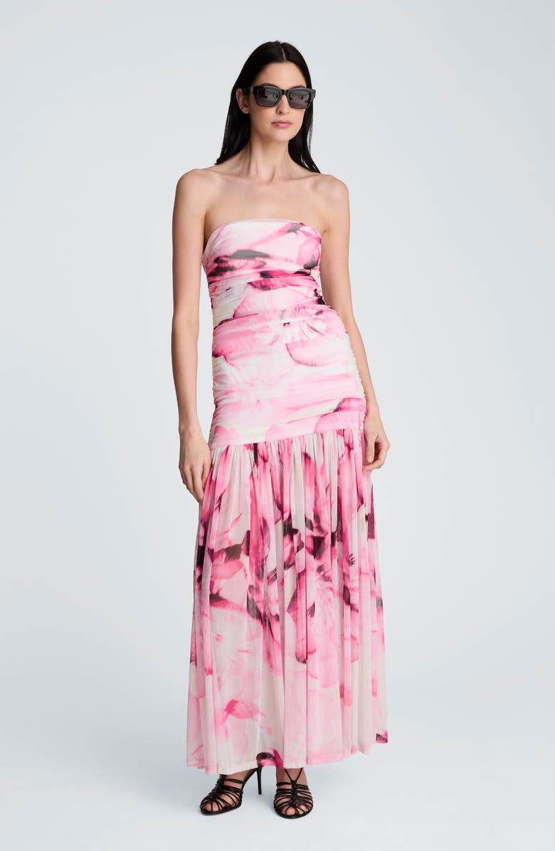 Kenneth Cole Strapless Floral Maxi Dress, Alternate, color, Pop Pink Multi