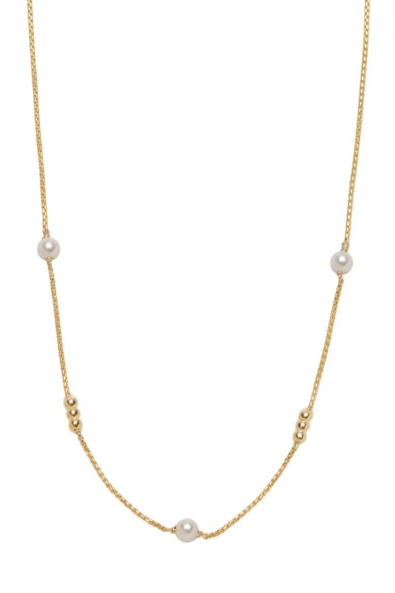 Station Ball & Faux Pearl Necklace, Main, color, GOLD