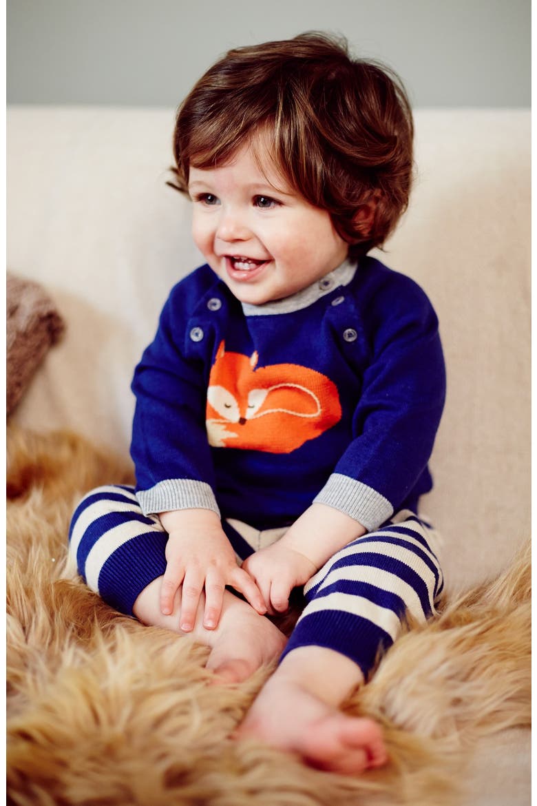 Knit Sweater & Pants, Alternate, color, NAVY/ SLEEPING FOX