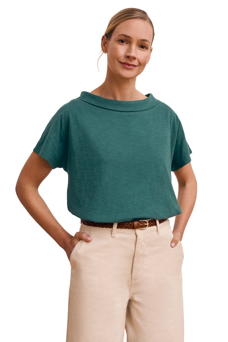 Sculpted Boat Neck Relaxed T-Shirt, Main, color, Teal