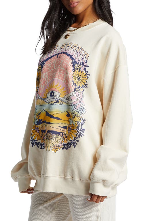 Billabong Ride In Cotton Blend Graphic Sweatshirt In White Cap 111