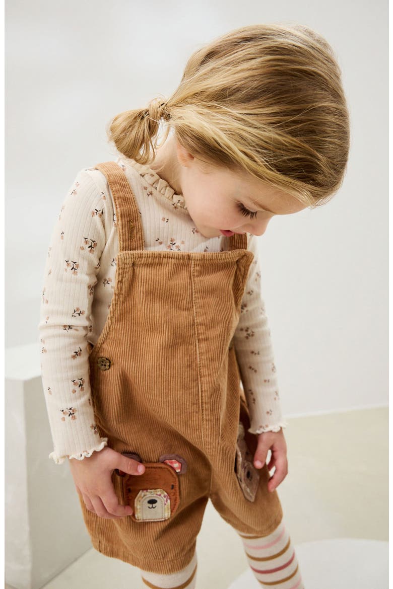 Kids' Bear Corduroy Overalls, T-Shirt & Socks Set, Alternate, color, TAN