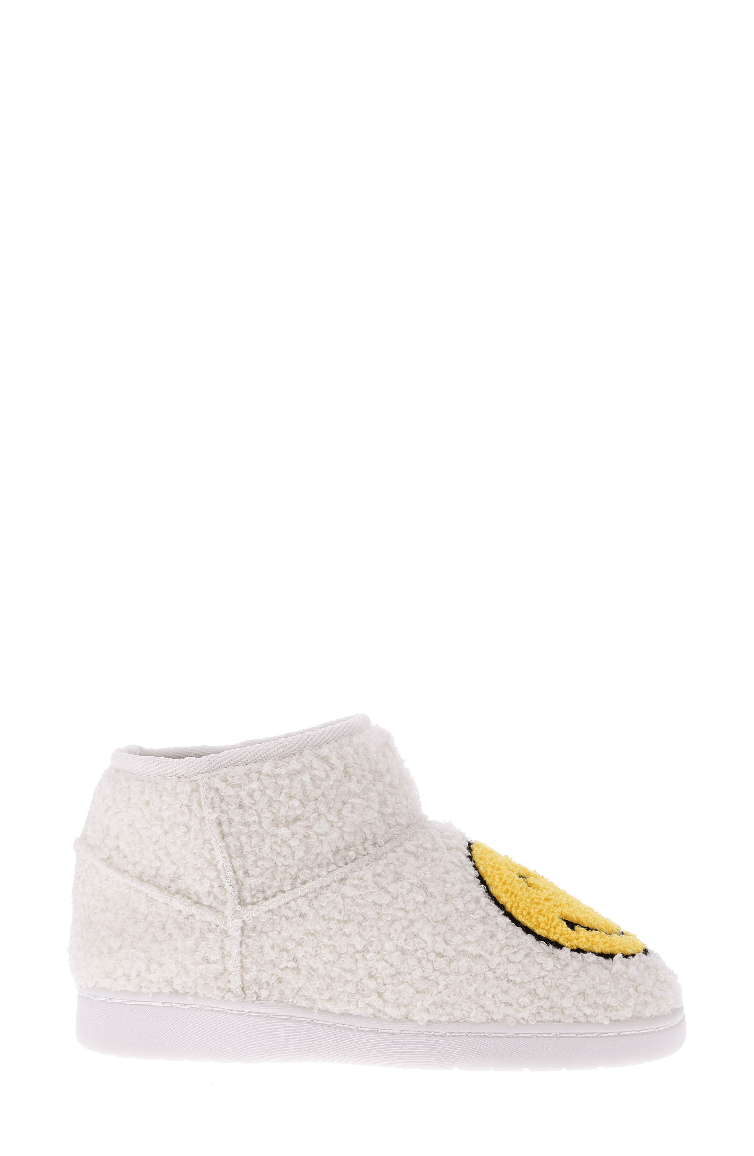 MIA Chill Smiley Faux Shearling Bootie Slipper, Alternate, color, Smile