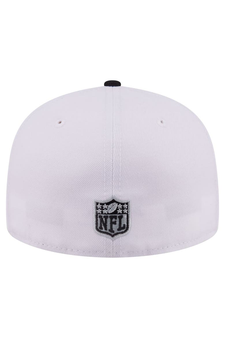 Men's New Era White/Black Las Vegas Raiders Retro Swoop 59FIFTY Fitted Hat, Alternate, color, White