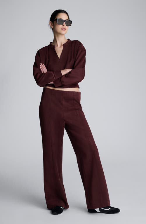 Kenneth Cole Faux Suede Pull On Wide Leg Pant In Brown