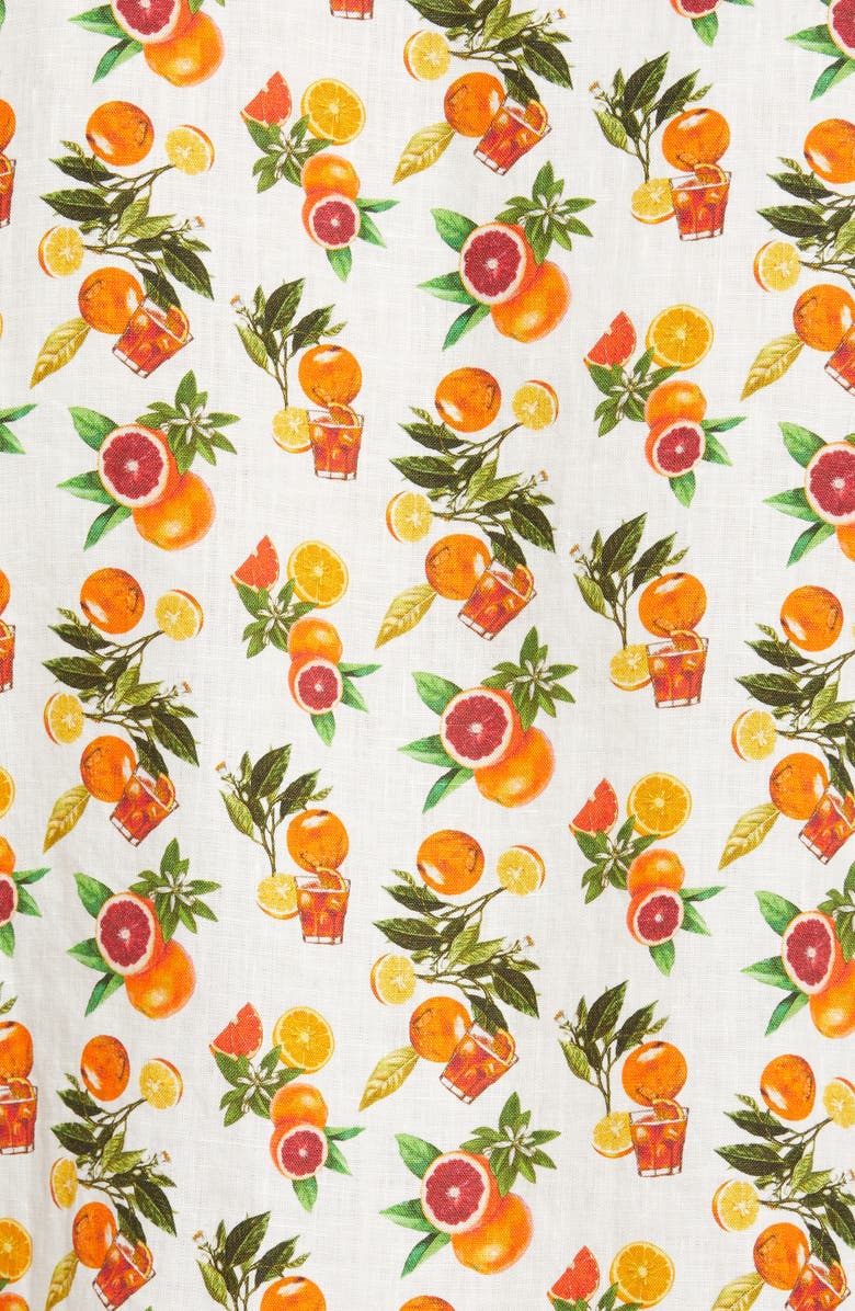 Eton Slim Fit Citrus Print Linen Button-Down Shirt, Alternate, color, 