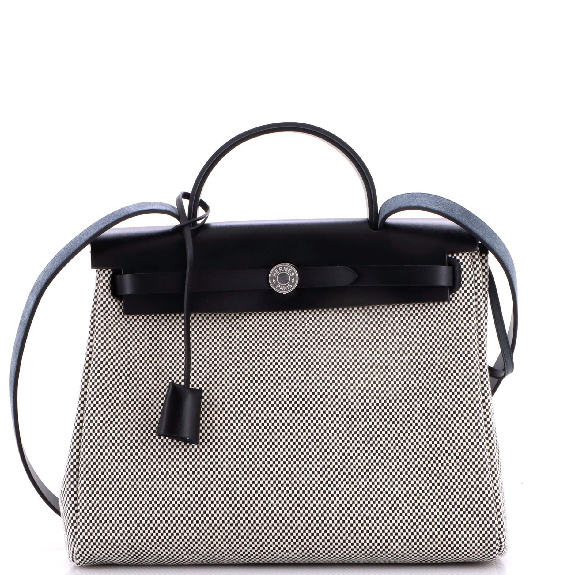 Pre-Owned Hermes Herbag Zip Criss Viking Toile and Leather 31, Main, color, Noir
