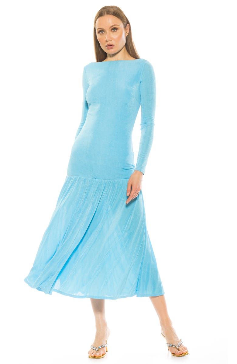 Alexia Admor Khaite Long Sleeve Midi Dress, Alternate, color, Halogen Blue