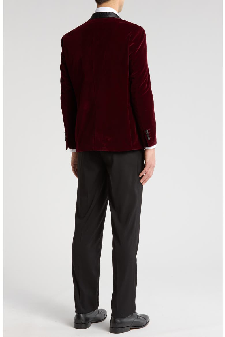 Two-Piece Velvet Shawl Lapel Slim Fit Tuxedo, Alternate, color, BURGUNDY