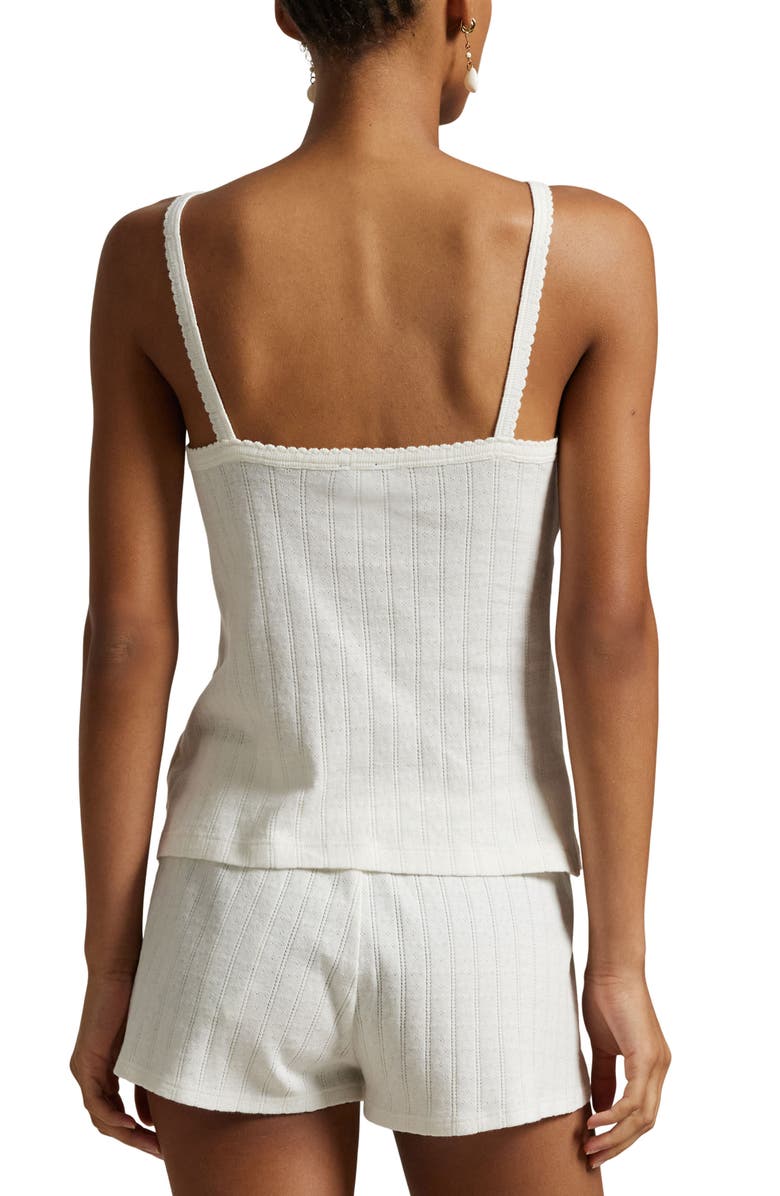 Polo Ralph Lauren Pointelle Stripe Cotton Pajamas, Alternate, color, Egret