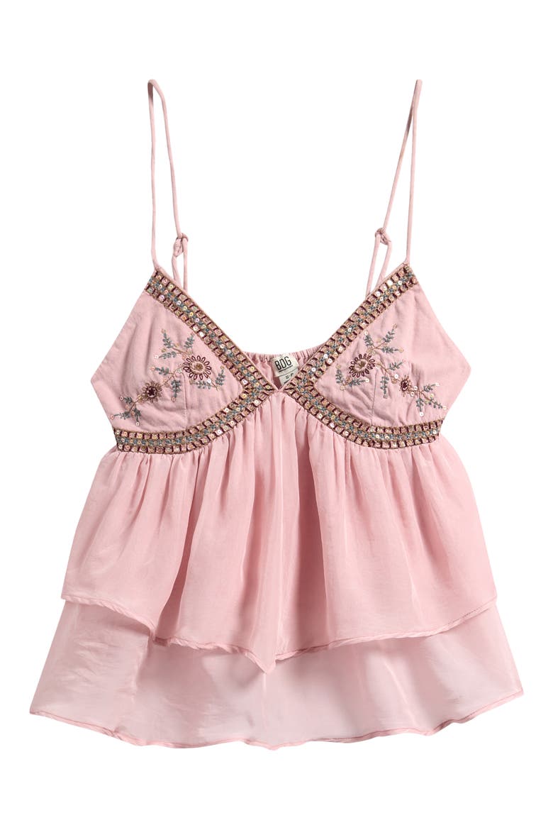 Embroidered Detail Cami, Alternate, color, PINK