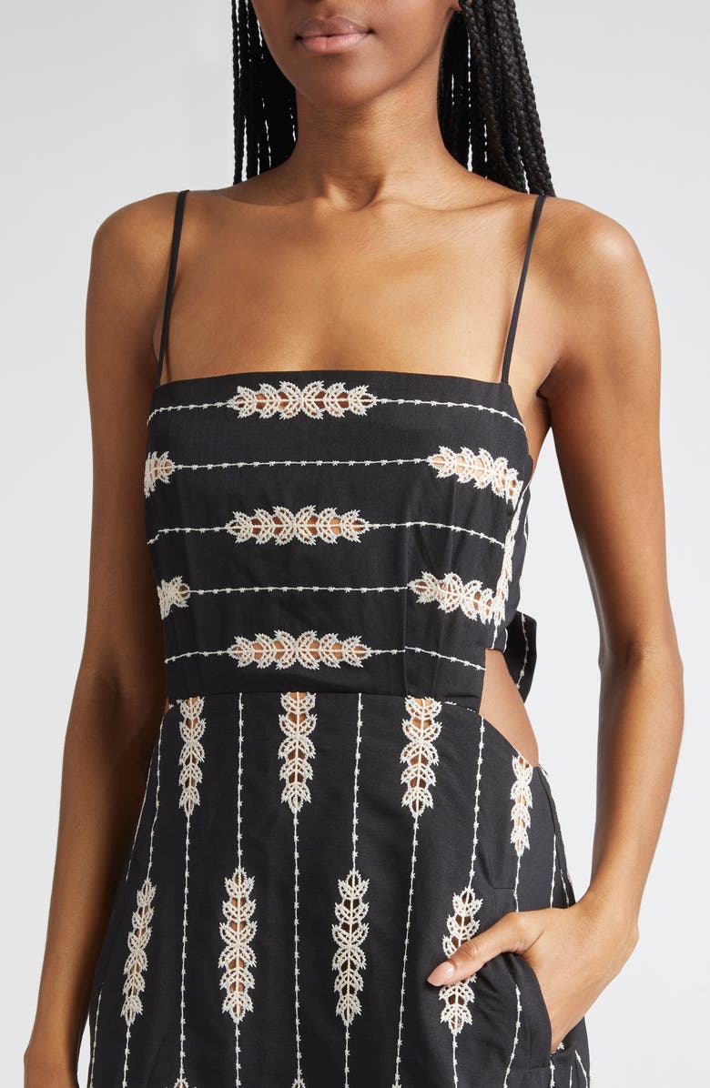Johanna Ortiz Nostalgica Embroidered Maxi Dress, Alternate, color, Black / Ecru