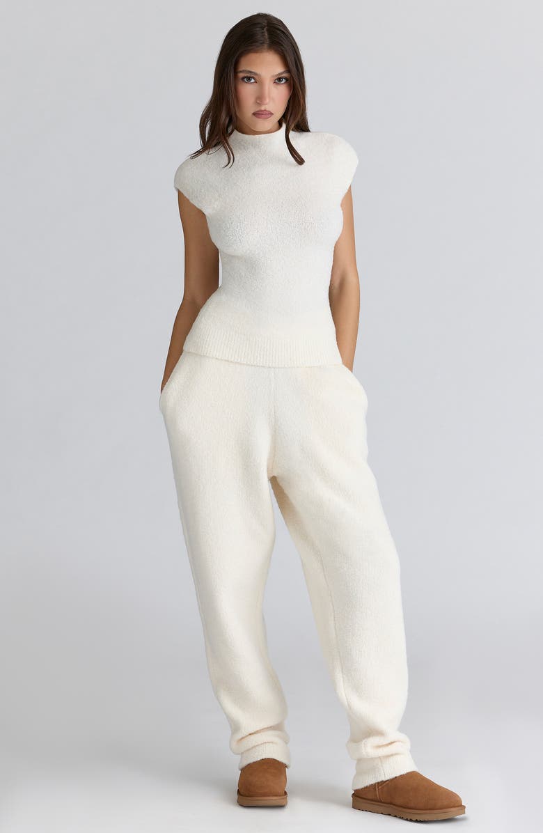 HOUSE OF CB Geena Bouclè Knit Pants, Alternate, color, Ivory