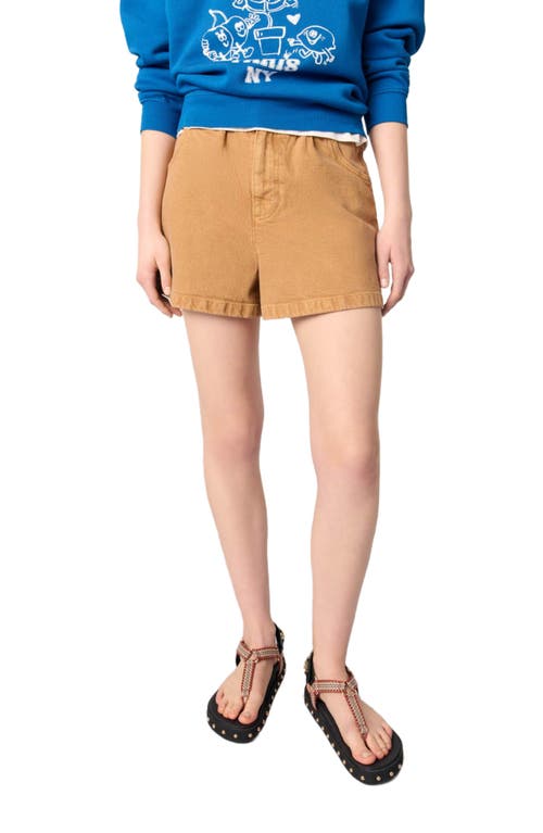 Maje Denim Shorts In Beige