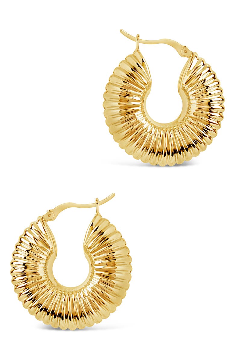 Sterling Forever 14K Gold Plated Ribbed Hoop Earrings, Alternate, color,