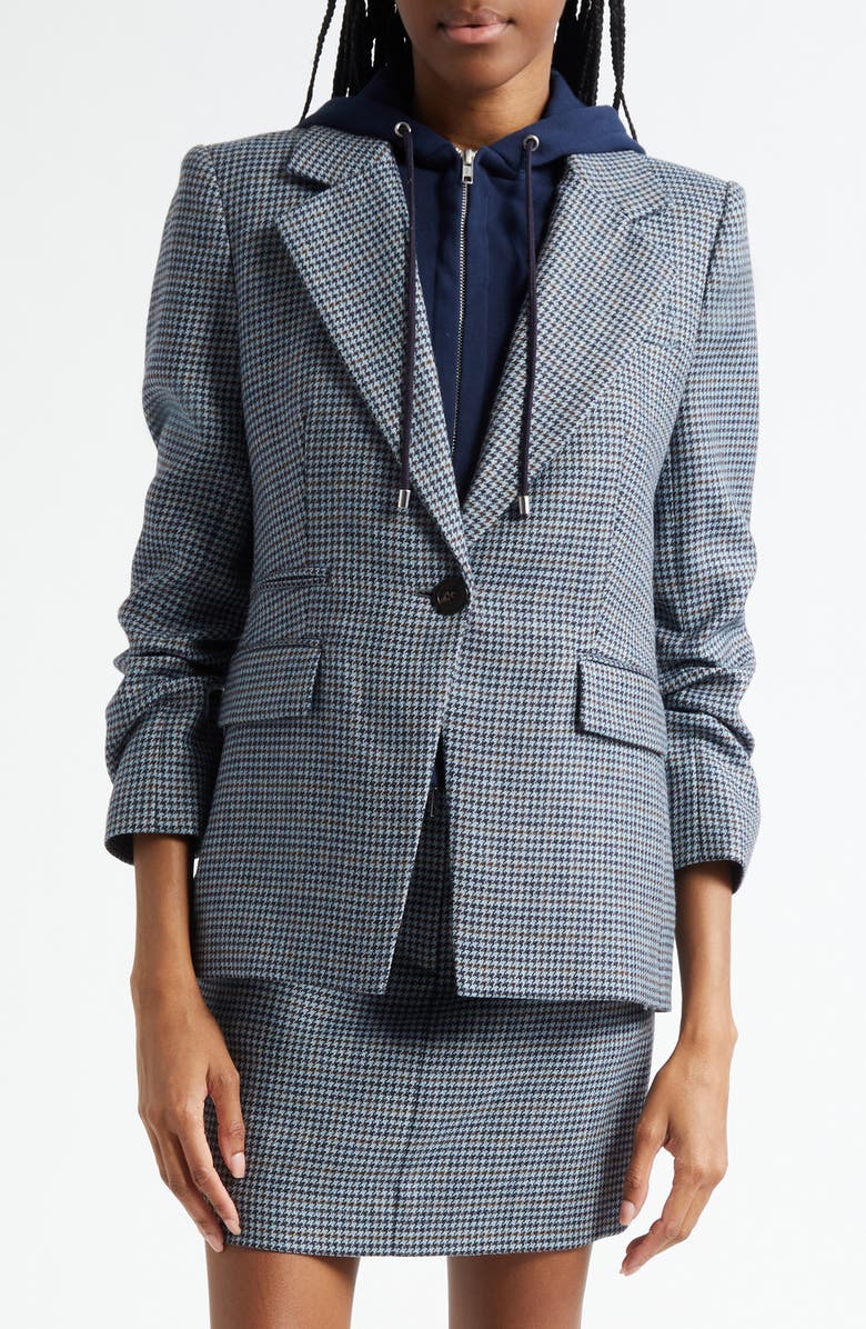 Veronica Beard Battista Houndstooth Check Virgin Wool Jacket with Hooded Dickey, Main, color,