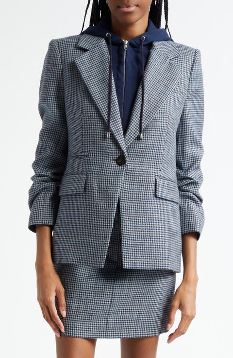 Battista Houndstooth Check Virgin Wool Jacket with Hooded Dickey