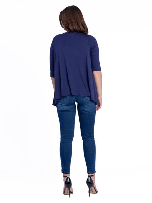 24seven Comfort Apparel Petite Elbow Length Sleeve Open Cardigan Jacket In Blue