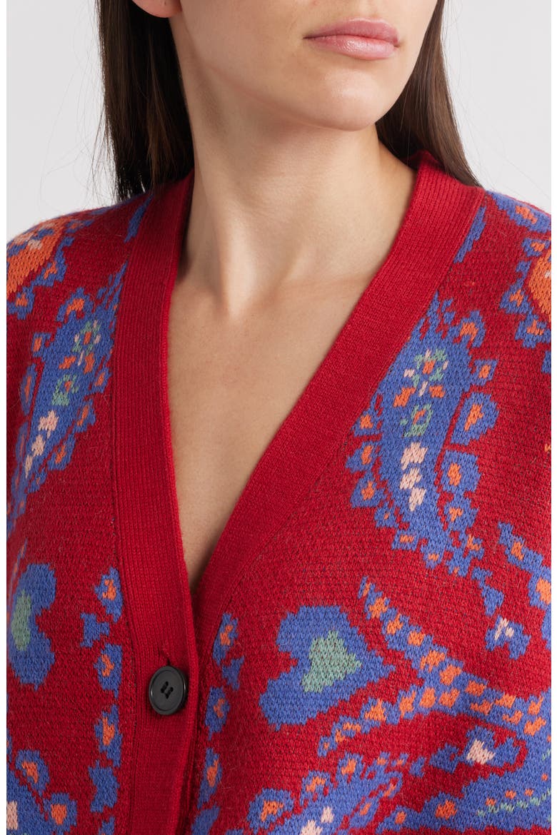 Luang Paisley Cardigan, Alternate, color, RED