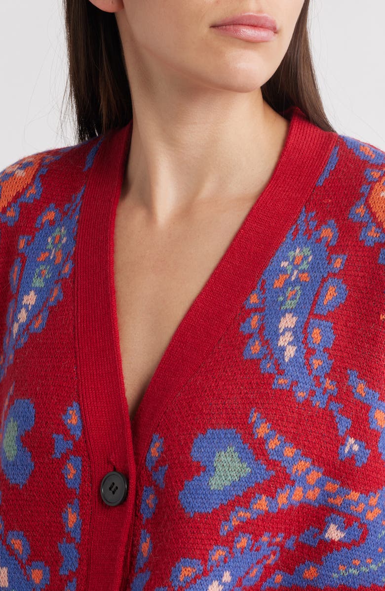 FARM Rio Luang Paisley Cardigan, Alternate, color, Red