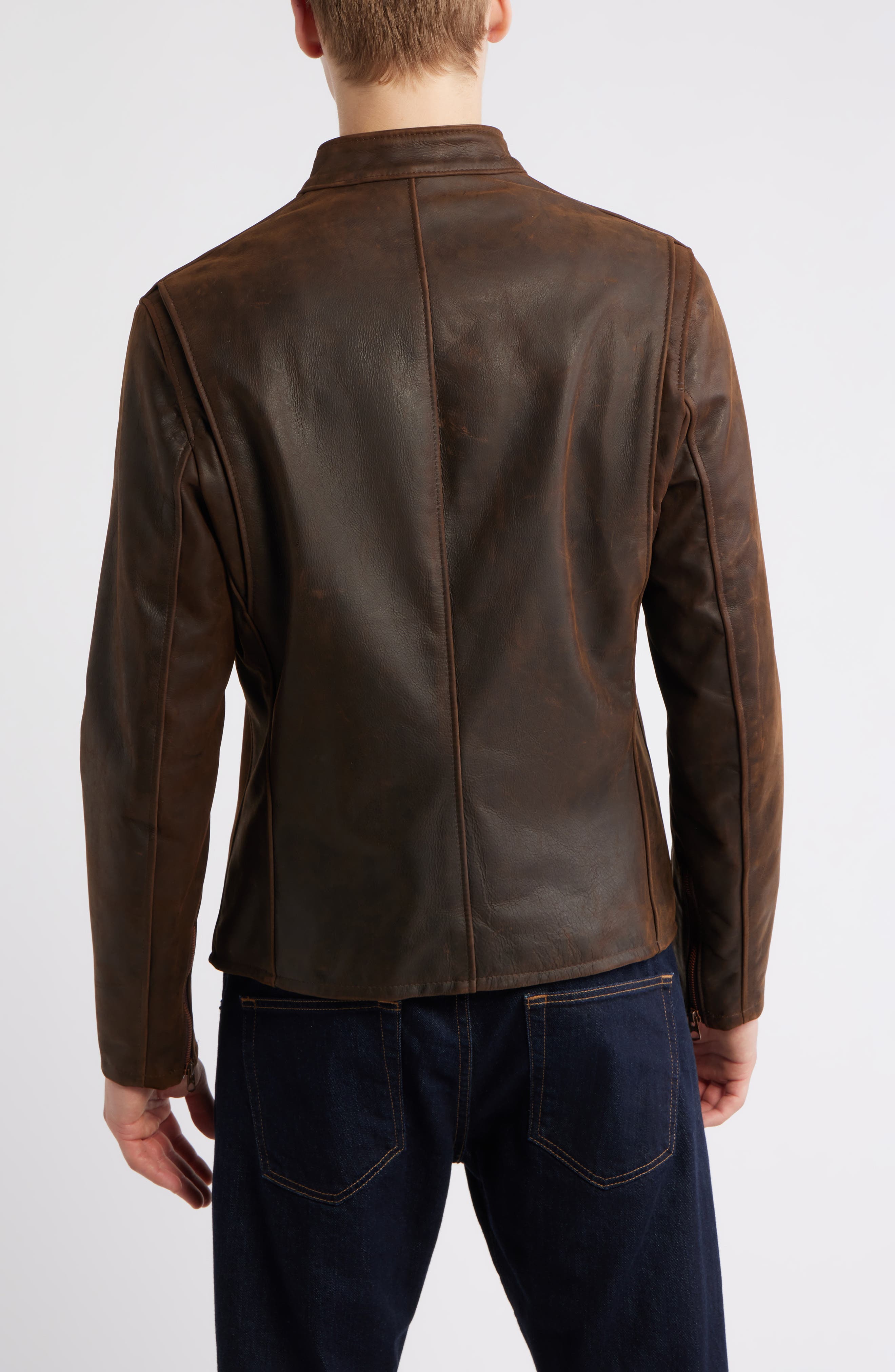 Cafe Racer Slim Fit Cowhide Leather Jacket - image 4