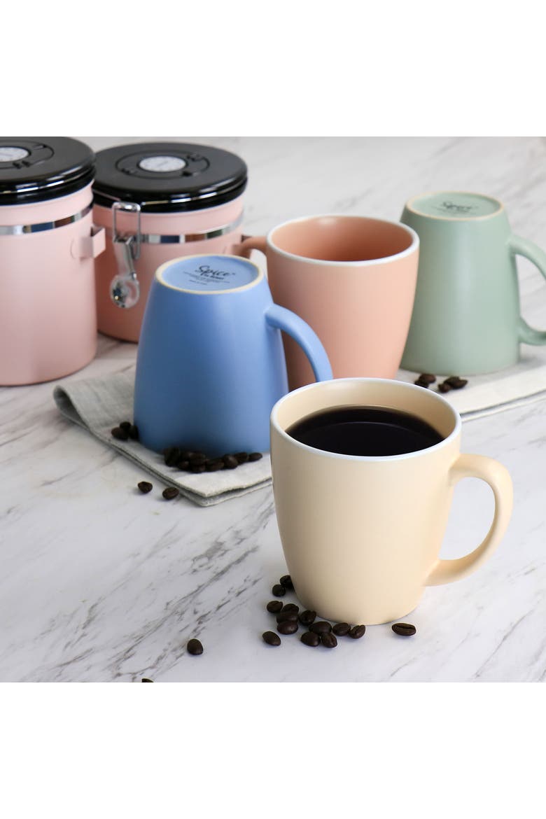4pc 17.5oz Stoneware Mug Set in Matte Assorted Colors, Alternate, color, Blue