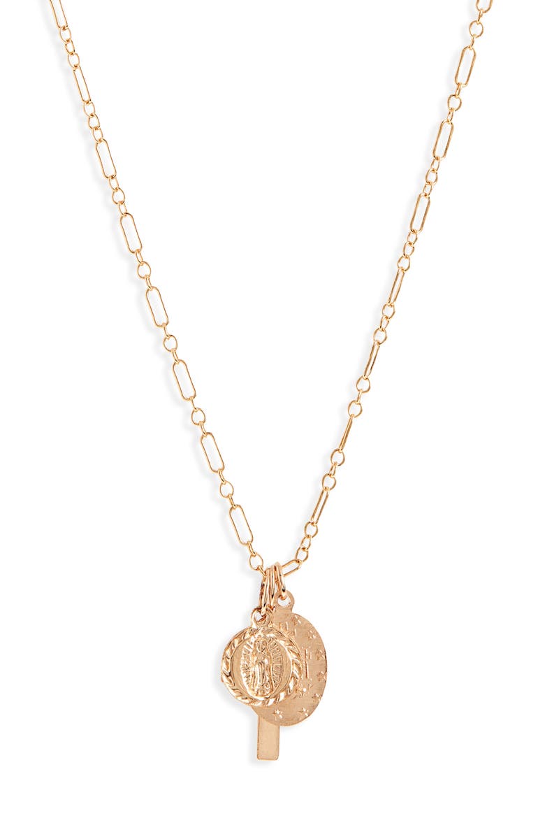 Mary and Me Pendant Necklace, Main, color, GOLD