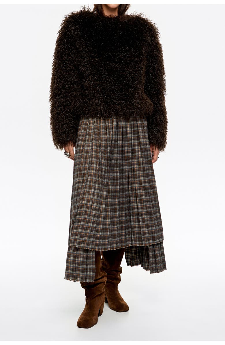 Bimba y Lola Short Fur Pullover Coat, Main, color, Dark Brown