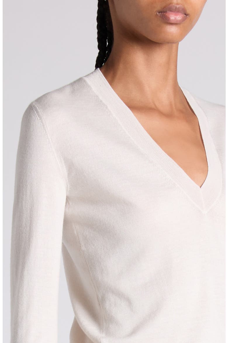 Fine Gauge Cashmere & Silk V-Neck Sweater, Alternate, color, AW017 OFF WHITE