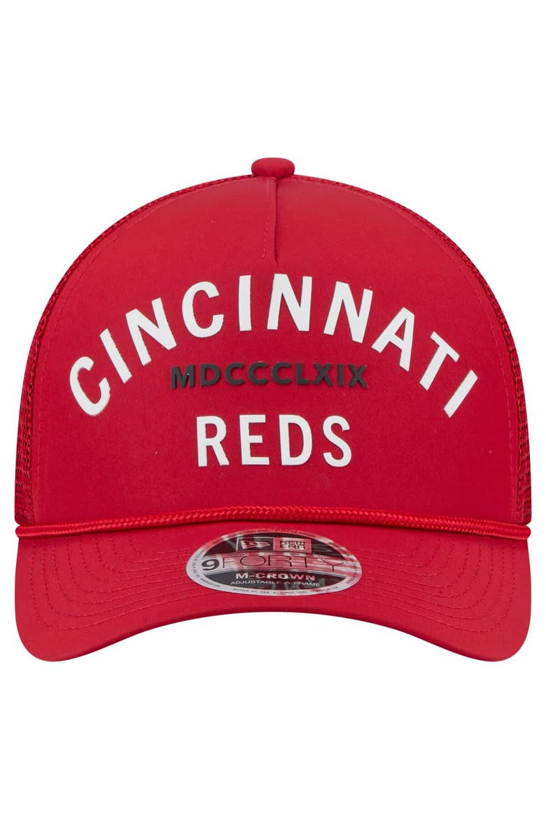 Men's New Era  Red Cincinnati Reds Minimalist 9FORTY A-Frame Adjustable Hat, Alternate, color, Red