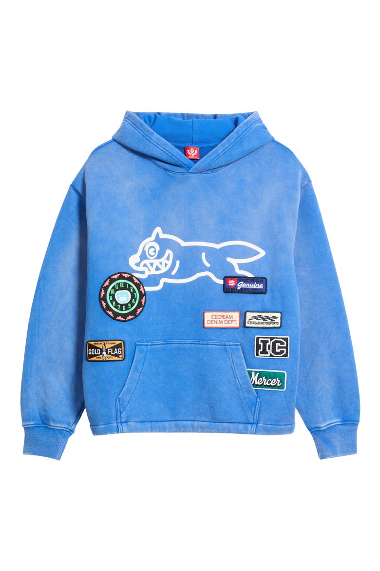 Bacon Cotton Graphic Hoodie, Main, color, NAUTICAL BLUE