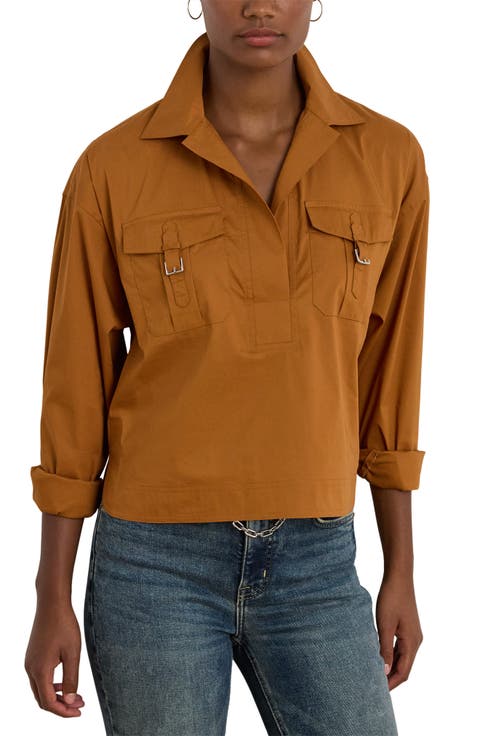Silky Stretch Cotton Utility Shirt