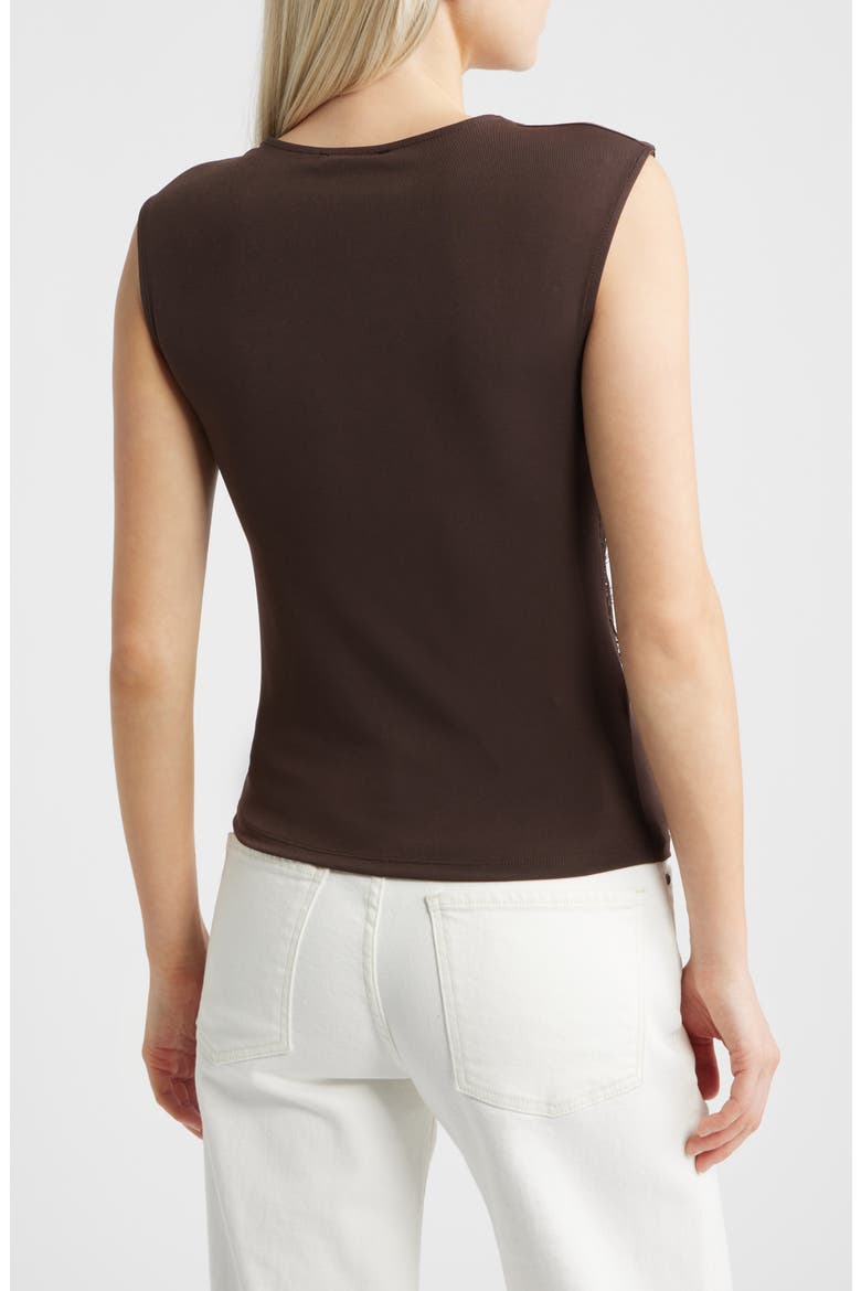 Cindy Lace Panel Ruched Top, Alternate, color, BROWN