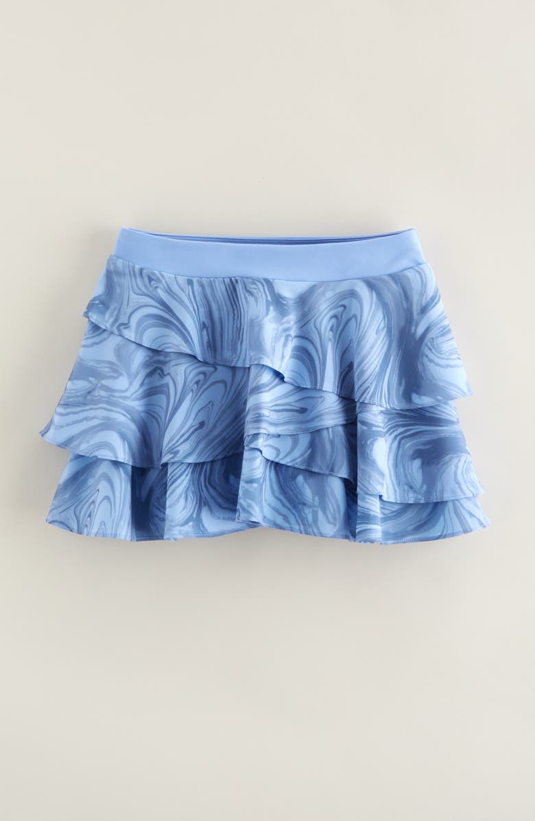 Zella Girl Kids' Tiered Skort, Main, color, Blue Hydrangea Rhythmic Swirl