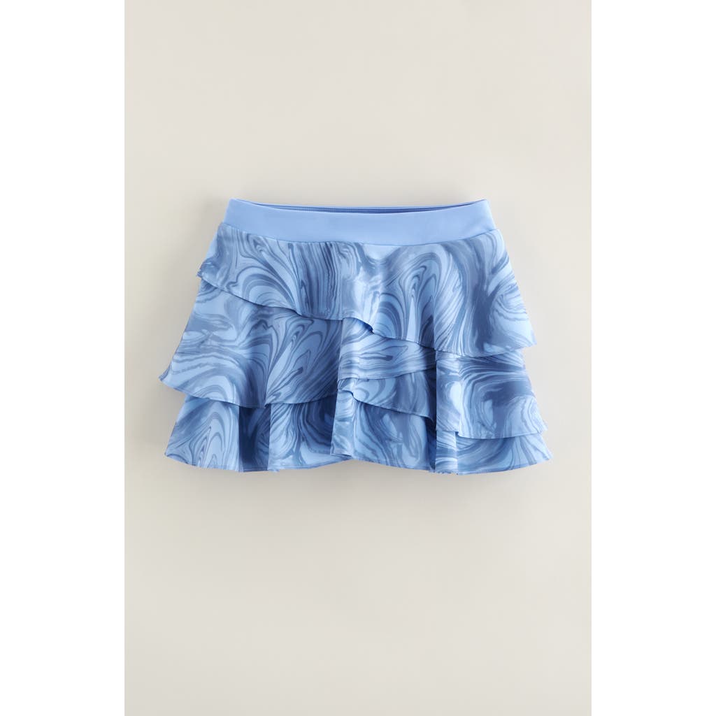 Zella Girl Kids' Tiered Skort In Blue Hydrangea Rhythmic Swirl