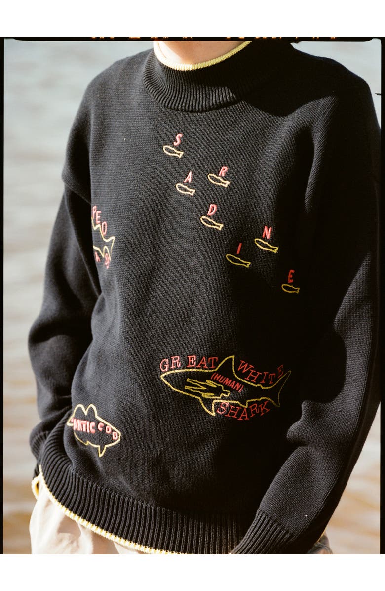 Tombolo 'Fishes of the North Atlantic' Sweater, Alternate, color, Navy