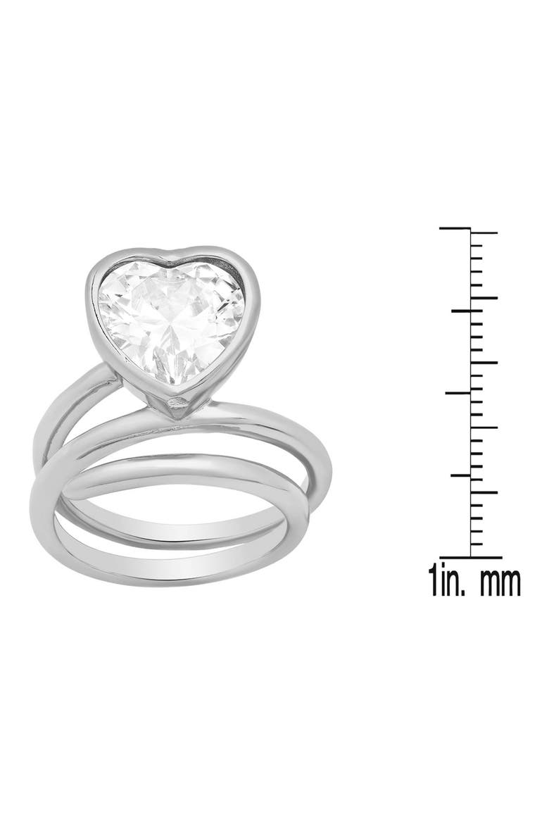 18K Gold Plated Crystal Heart Coiled Band Ring, Alternate, color, SILVER