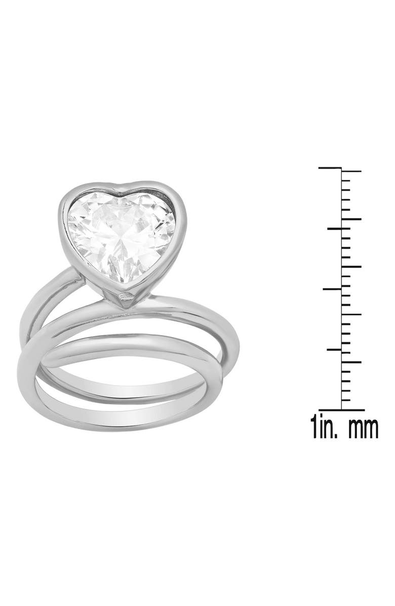 STEELTIME 18K Gold Plated Crystal Heart Coiled Band Ring, Alternate, color, Silver