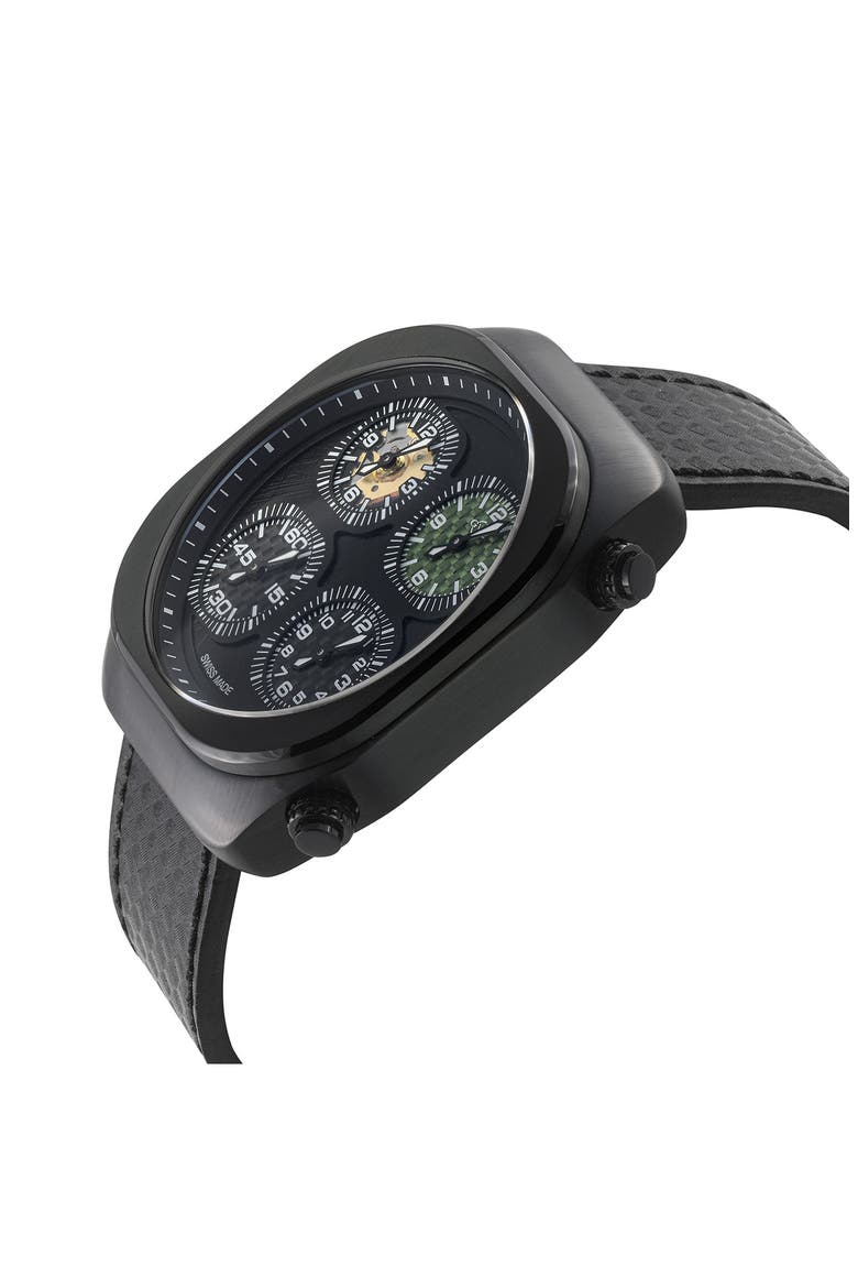 Mens Swiss Quattro 4 Time Zones, Alternate, color, BLACK